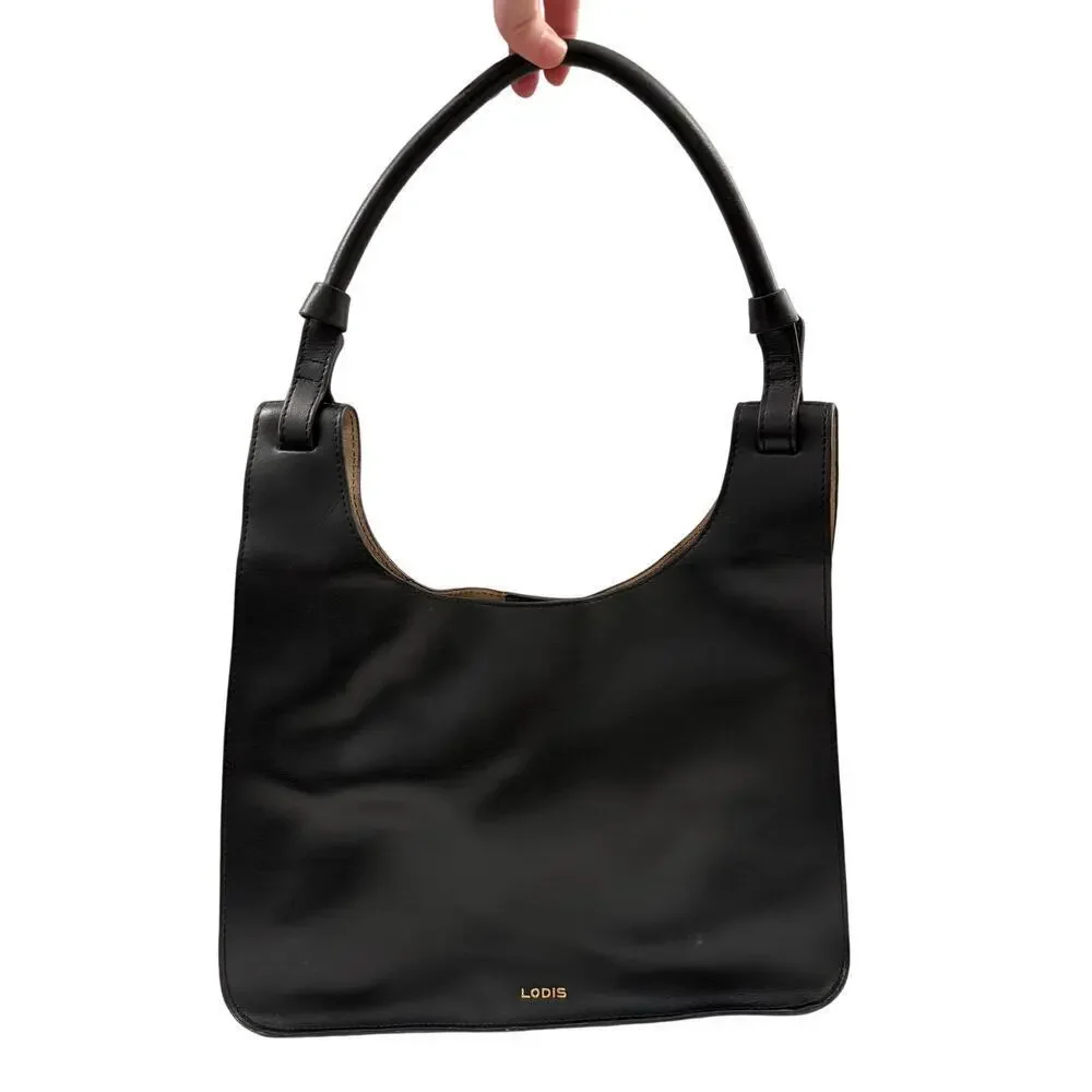 Lodis Blair Collection Dara Black Italian Leather Hobo Bag Purse GS